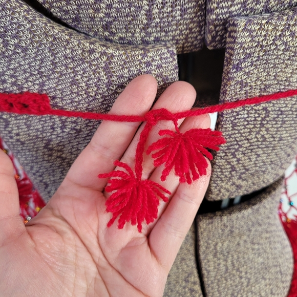 2 piece handmade red crochet swimsuit cover-up - Picture 6 of 11